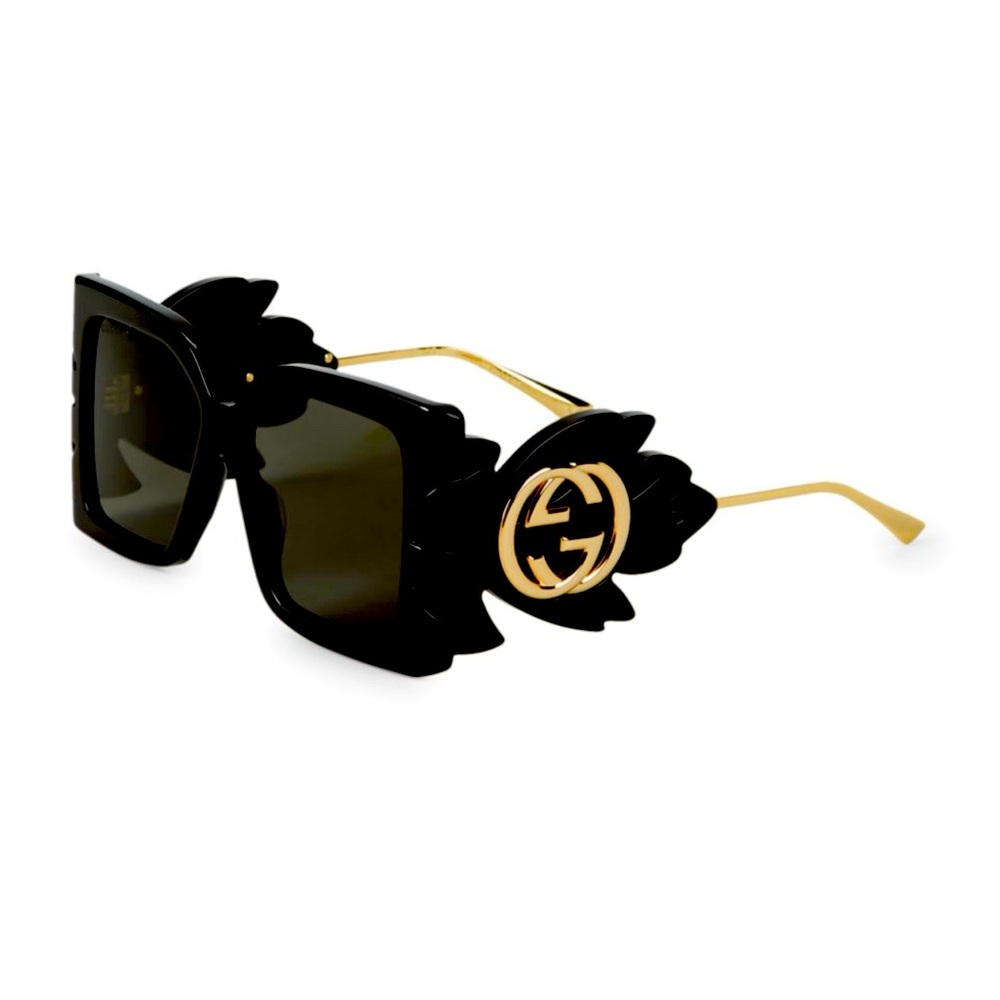 Authentic Gucci Black GGO535S Leaf Motif Oversized Sunglasses for Women!